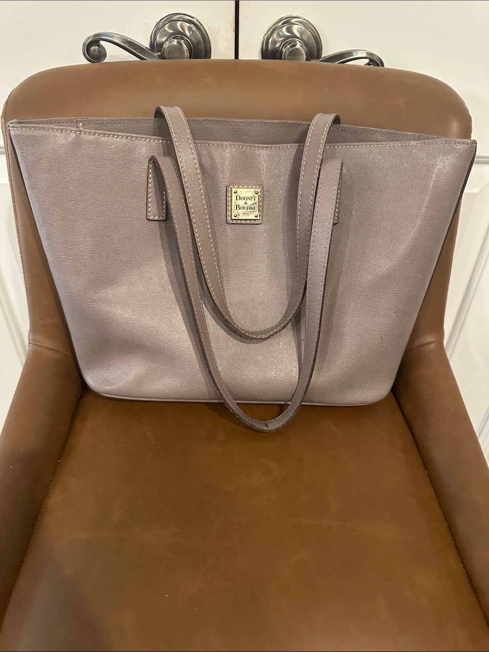 Dooney & Bourke Taupe Metallic Tote in Light Taupe